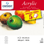 Manipack de 5 feuilles de papier Canson® Acrylic 50X65 cm, 400 g/m²